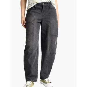 Madden NYC Barrel Jeans High Rise Black Wash Relaxed Fit XXS 00 Trendy